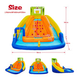 WELLFUNTIME Inflatable Water Slide, Bounce House with Water Bucket, Deep Pool, Climbing Wall with Rope, Bouncy Castle with Air Blower WELLFUNTIME