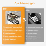 CAORE 2 Tier Bedside Shelf, Loft&Bunk Bed Table, Clip-On Nightstand for Small Spaces,College Dorm Essentials,Bunk Bed Shelf for Storing Water/Books/Tablets（Brown） CAORE