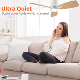 TALOYA 42inch Ceiling Fans with Lights and Remote Control, Quiet DC Motor, Double-faced Blades, Modern Low Profile Ceiling Fan for Bedroom, Living Room, Dining Room, Office TALOYA