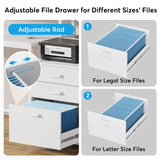 Tribesigns 63 Inch Computer Desk with File Drawer Cabinet, Ergonomic Office Desk with Monitor Stand, Computer Table with Printer Space, Wood PC Table Workstation Desk for Home Office, White Tribesigns