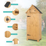VINGLI Outdoor Wooden Storage Shed, Garden Shed Outside Tool Cabinet with Safety Latch, Patio Storage Organizer (Teak) VINGLI