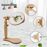 Adjustable Embroidery Hoop Stand Cross Stitch Stand Lap, Beech Wood Embroidery Hoop Holder Frame, Rotated Needlepoint Frame Stand for Art Craft Sewing Needlework Projects guofa