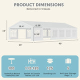EROMMY 20x40ft Party Tent, Outdoor Wedding Tent, Heavy Duty Large Canopy Carport with Removable Sidewalls, 2 Roll-up Doors, 5 Storage Bags, Gazebo Shelter Tent for Party Event Commercials, White EROMMY