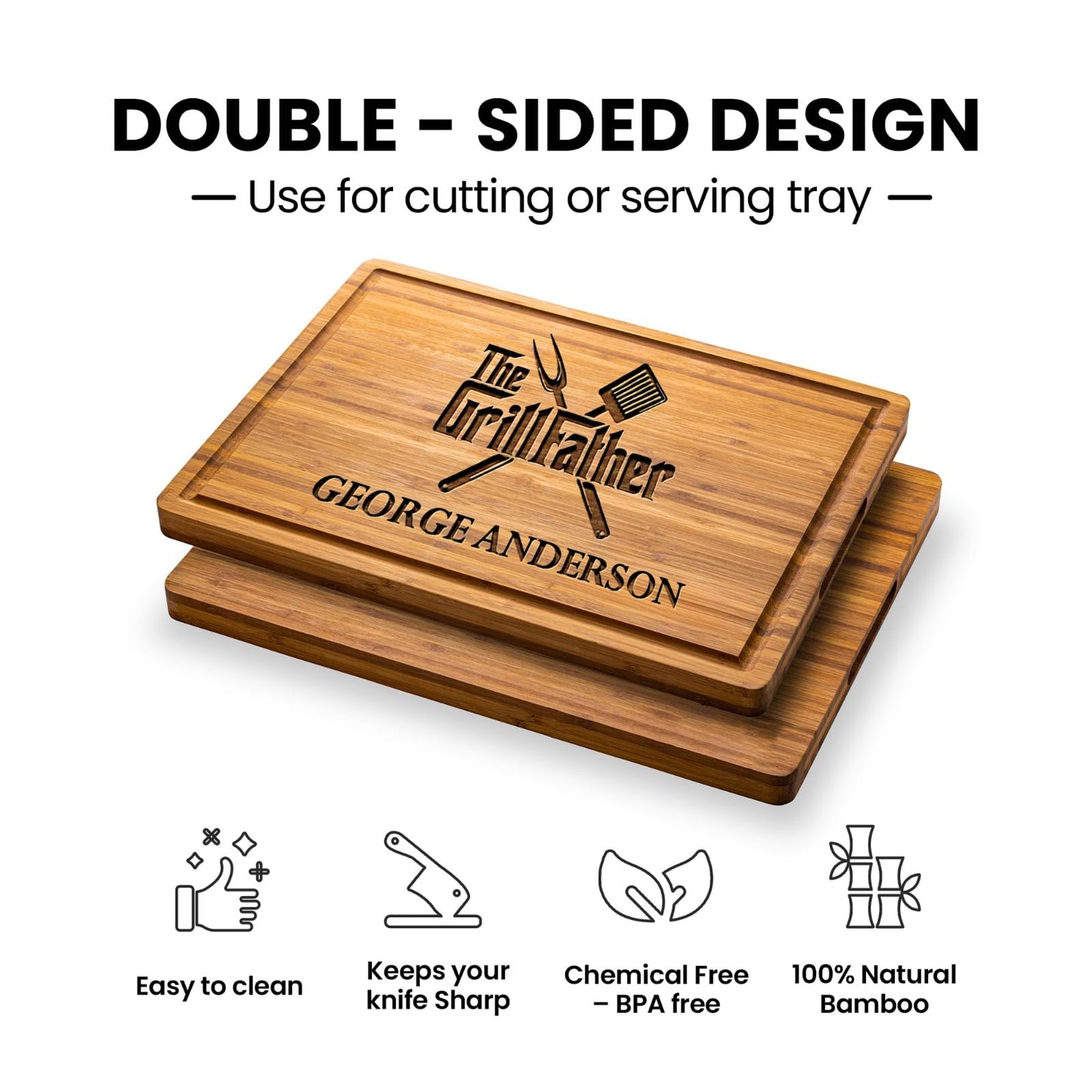 Personalized Cutting Board for Men - Father's Day Cutomized Grilling Gifts for Dads - BBQ Wood Board Grill Accessories for Dad - WoodArtSupply