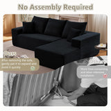 107" Modular Sectional Couches for Living Room, Comfy Boneless L Shaped Cloud Couch with Chaise Lounge, Modern Cozy Corduroy Deep Seat Floor Sofa, Memory Foam, No Assembly Required, Black Lakifun