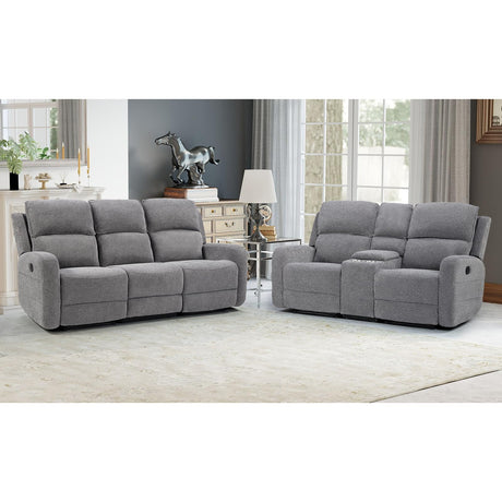 EBELLO Manual Living Room Furniture Reclining Couch Set, Soft Fabric Recliner Loveseat and 3 Seat Sofa Couch for Meeting Room, Overstuffed Backrest(Loveseat+Sofa) EBELLO