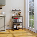 OIRBOEUS Oiboeus Kitchen Bakers Rack with Power Outlet Coffee Bar Station Microwave Stand Kitchen Microwave Rack Shelf Kitchen Shelf Rustic Brown OIRBOEUS