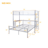 Harper & Bright Designs Twin Over Full Metal Bunk Bed with Desk, L Shaped Bunk Bed with Ladder and Quality Slats for Bedroom- Silver Harper & Bright Designs