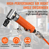 Baisiky 1/4" Mini Air Die Grinder Kit Right Angle 90 Degree Pneumatic Sander 20,000RPM High Speed with 1/4"(6MM) and 1/8"(3MM) Collets for Grinding, Polishing and More Baisiky