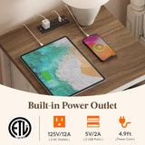 Lifewit Farmhouse Nightstand with Power Outlets and USB Ports, Bedside Table with 2 Drawers and 1 Open Storage Space, Side Table, End Table, Night Stand for Bedroom, Rustic White Lifewit