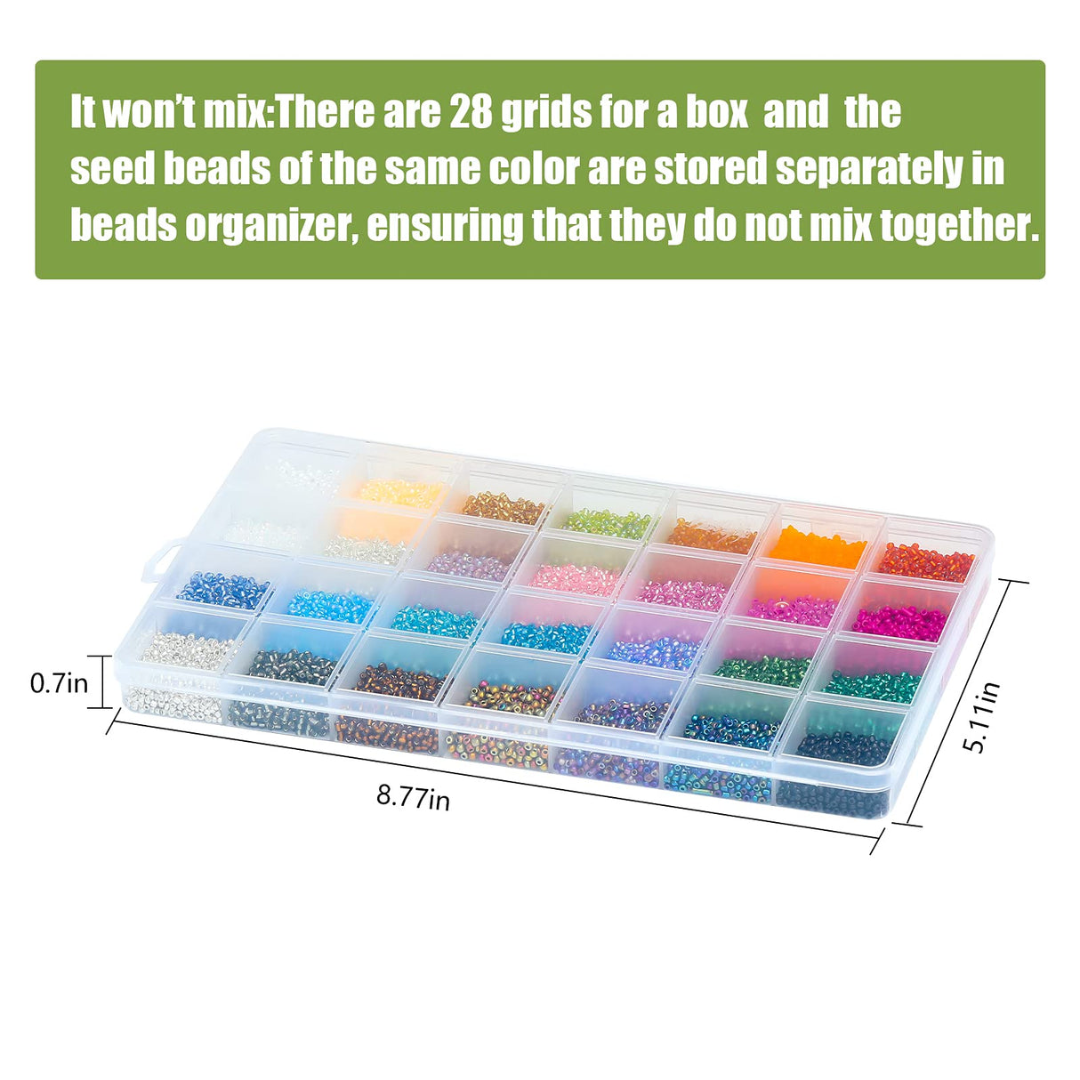 Ybxjges 24000Pcs 2mm Glass Seed Beads Kit, with 28 Colors Small Beads Kit for Girls,Women and Adults,Bracelets, Necklaces,Earring,Jewelry Making Supplies Ybxjges