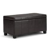 SIMPLIHOME Dover 36 inch Wide Contemporary Rectangle Storage Ottoman Bench in Tanners Brown Vegan Faux Leather, Assembled, For the Living Room, Entryway and Family Room SIMPLIHOME