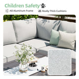 AECOJOY Aluminum Patio Furniture Set with Waterproof Cover, Modern Outdoor Patio Furniture, Outdoor Conversation Table and Chair Sets for Lawn, Backyard, and Deck with Light Grey Cushions AECOJOY