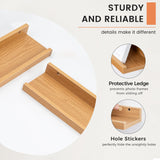 FLYJOE Natural Oak Picture Ledge Shelves Set of 2 - 72 Inch Wall Mounted Display for Books, Photos, and Toys FLYJOE