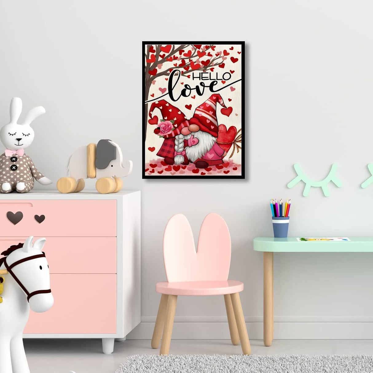 Happy Valentines Gnome Diamond Painting Kits for Adult Beginners,DIY 5D Love Diamond Art Kits Gift, Full Drill Paint with Diamond Dot Gem Art Painting for Home Decor 12x16 inch Semneroy