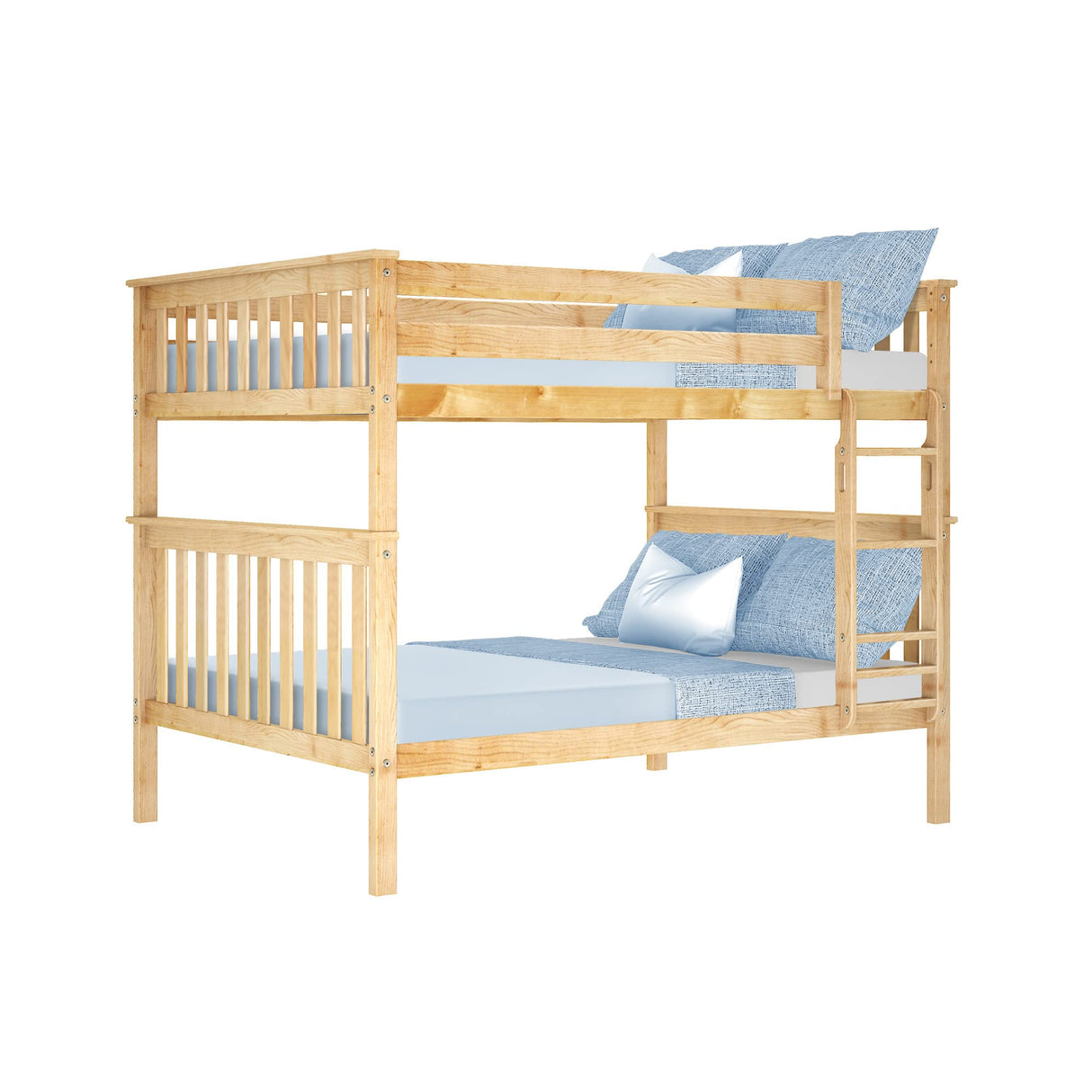 Max & Lily Natural Full Over Full Bunk Bed with Reversible Ladder and Safety Guardrails Max & Lily