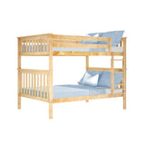Max & Lily Natural Full Over Full Bunk Bed with Reversible Ladder and Safety Guardrails Max & Lily