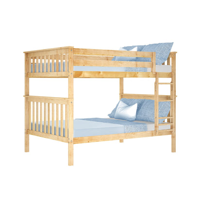 Max & Lily Natural Full Over Full Bunk Bed with Reversible Ladder and Safety Guardrails - WoodArtSupply