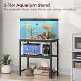 MAHANCRIS 20 Gallon Fish Tank Stand, Aquarium Stand with 2-Tier Storage Shelves, Heavy Duty Breeder Turtle Terrarium Stand Rack for Home Office, 24.0" L x 11.8" W x 24.4" H, Black FTBK2001 MAHANCRIS