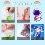 PERFECTSIGHT Cute 5D Diamond Art Kits with Wooden Frame, Kawaii DIY Painting Art for Adults Teen, Diamond Arts and Crafts Sets, Big Gem Full Drill Diamond Dots for Women Beginners (Space Astronaut) PERFECTSIGHT