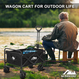 KOMSURF Foldable Utility Wagons Heavy Duty Folding Grocery Cart on Wheels, 200 lbs Capacity with Side Pockets for Garden, Shopping, Sporting and Beach Outdoor Use KOMSURF