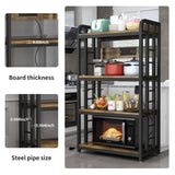 SIREDEEP Rustic Brown 4-Tier Bakers Rack with Power Outlet – Versatile Kitchen Storage and Microwave Stand SIREDEEP
