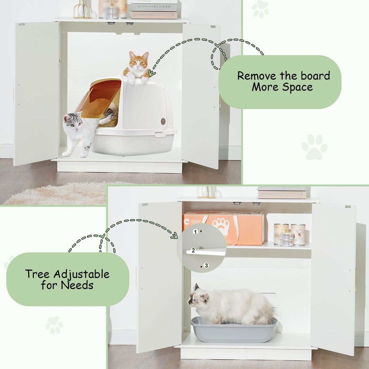 Gitelsnour Litter Box Enclosure, 30.9'' High Large Litter Box Furniture, Modern Cat Litter Box Enclosure with Hidden Storage, Side Table, End Table, White GCLB003WT Gitelsnour