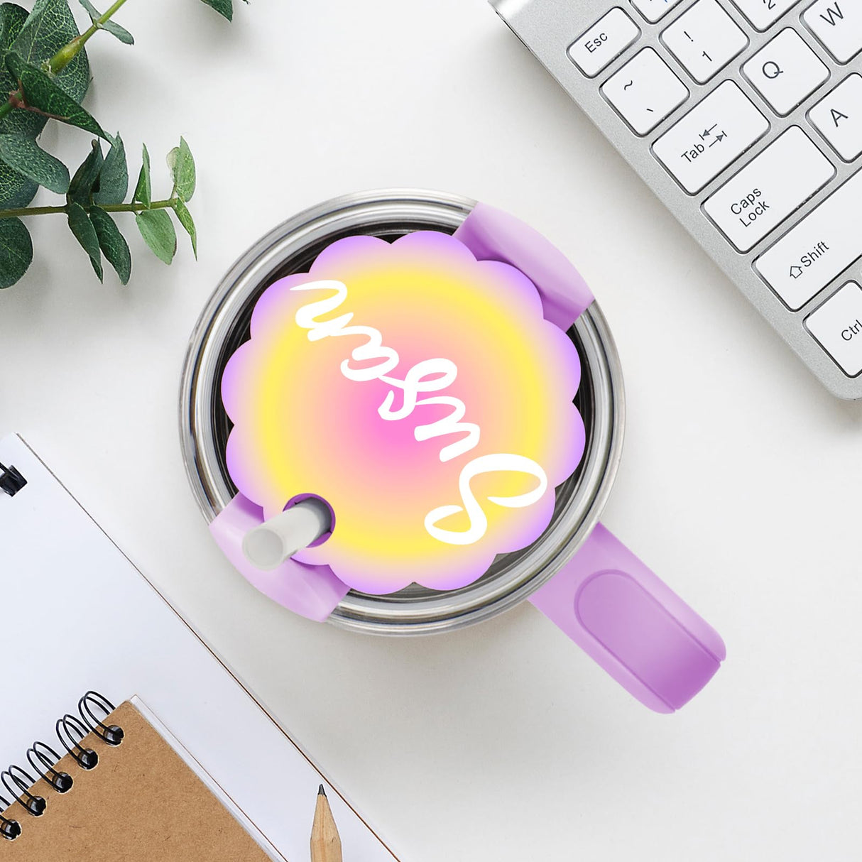 CraftPanel 30 PCS Sublimation Hardboard Name Plates Blanks for Stanley 40oz Cup Accessories Custom Name Tag, Sublimation Tumbler Lid Topper MDF Blank Tumbler Nameplates (Flower Round 3.2") CraftPanel