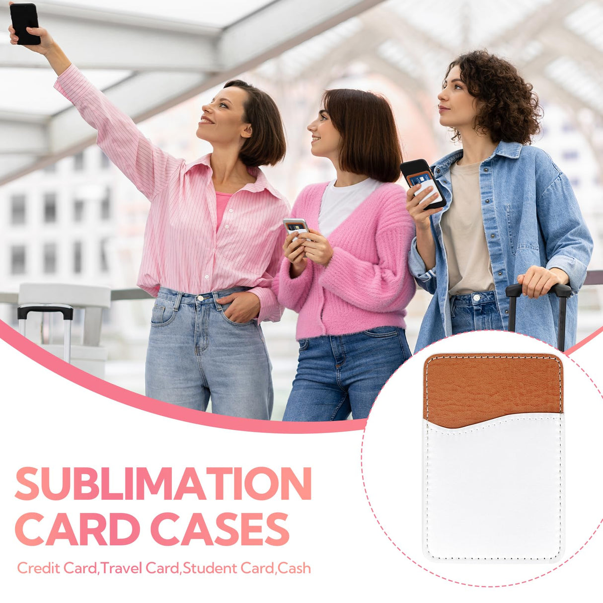 VZZNN 24 Pack Sublimation Blank Phone Wallet,PU Leather Phone Card Holder for Back of Phone,Phone Wallet Stick On,Credit Card Holder for Phone Case Compatible for Most of Cell Phone VZZNN