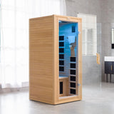 Efficraft Infrared Sauna Indoor, 1 Person Hemlock Wooden Home Sauna, Dry Sauna for Home Spa Room 1350W, Time Temp Pre-Set Sauna Room, w/7 Heating Panels Mini Personal Far Infrared Saunas for Home Efficraft