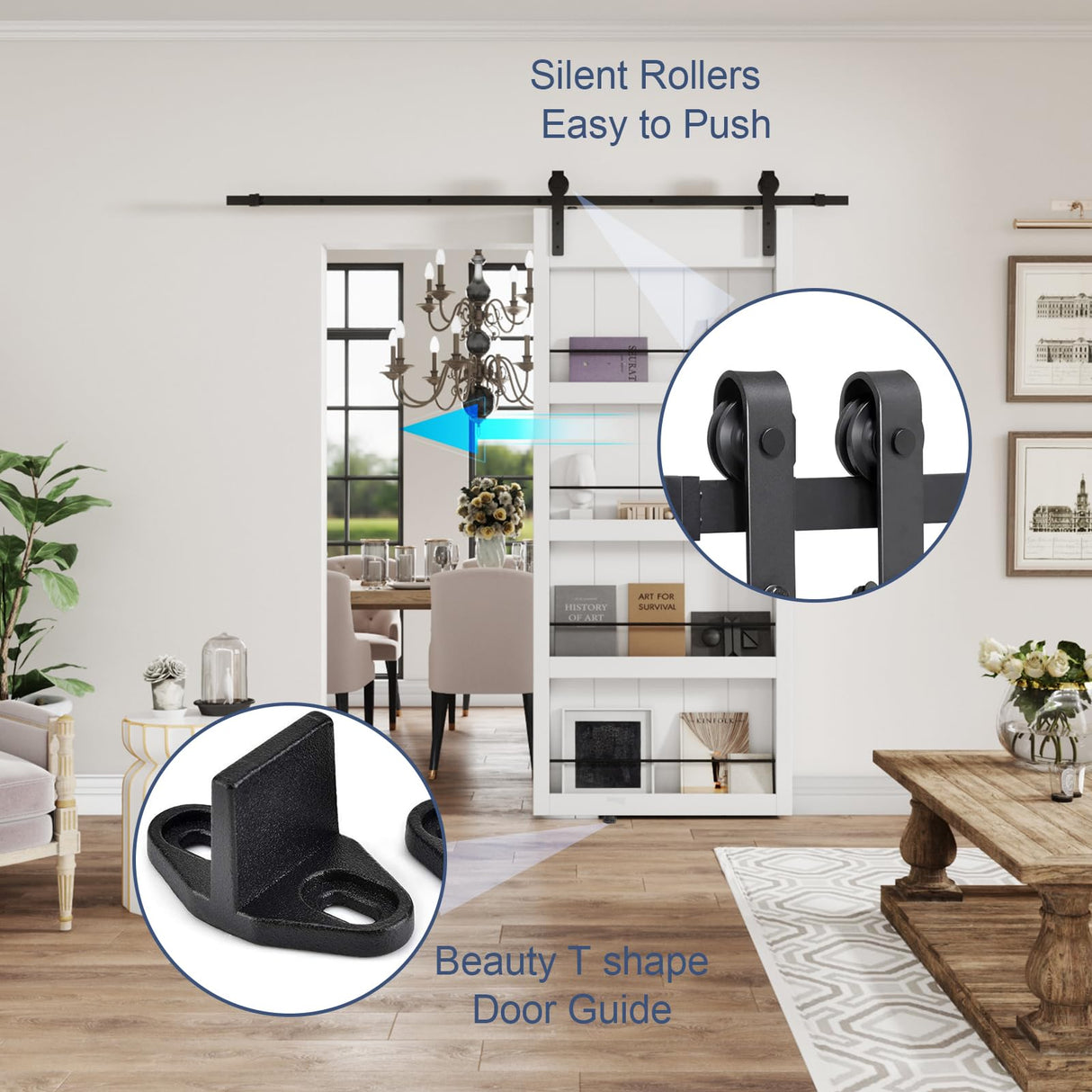 Sliding Barn Door - SOLRIG 36" x 84" White Primed MDF Bookshelf Door with Hardware Kit SOLRIG