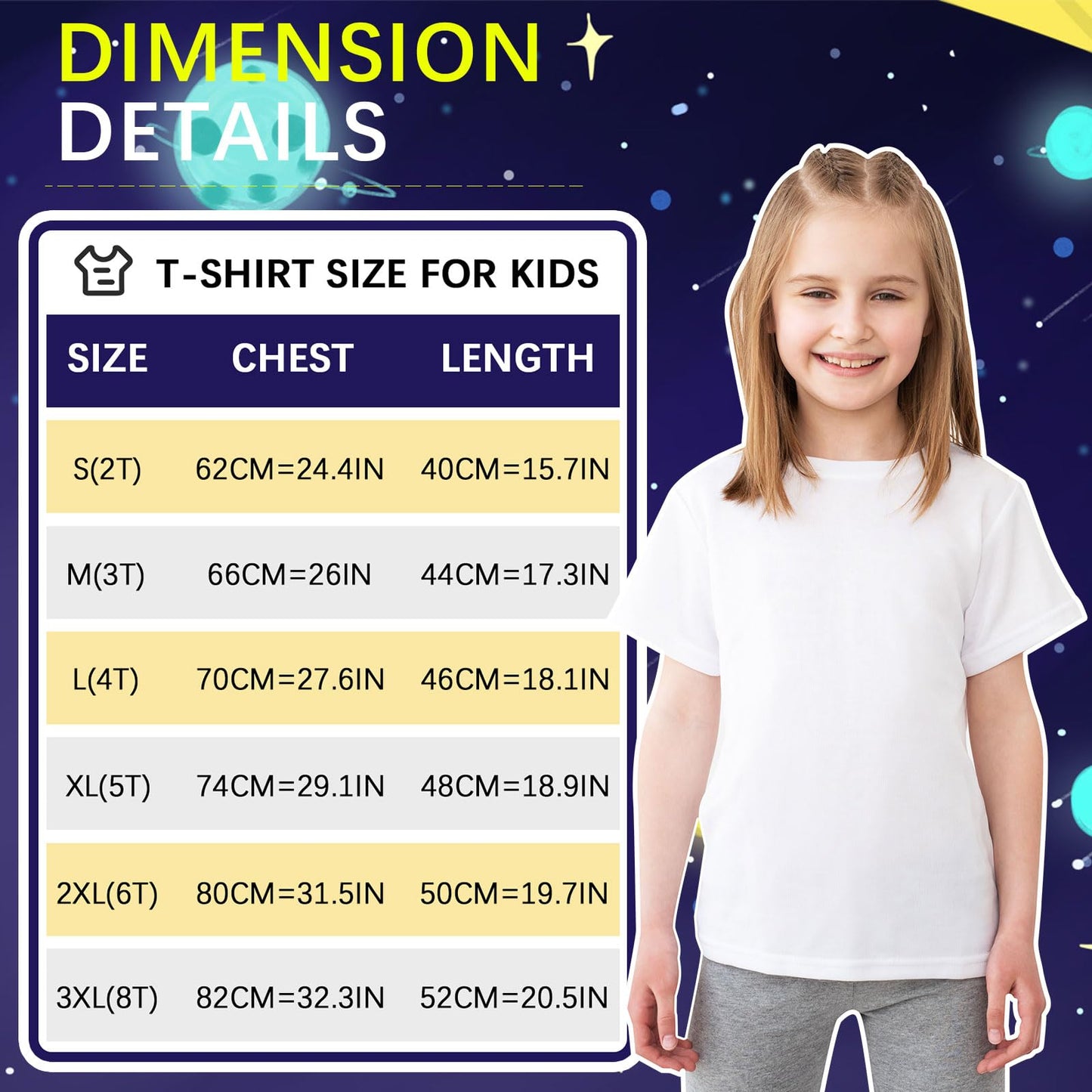 OKBA 5 PCS Sublimation Shirts Blanks Polyester Tshirts Short Sleeves White t Shirts for Kids Children(S Whtie)