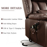 Infinite Position Lay Flat Lift Recliner Chair for Adults, Dual Motor Power Lift Chair for Elderly with Massage & Heating, Extended Footrest, USB Ports, Remote Control & Lumbar Pillow, Leather (Brown) RESTREAL
