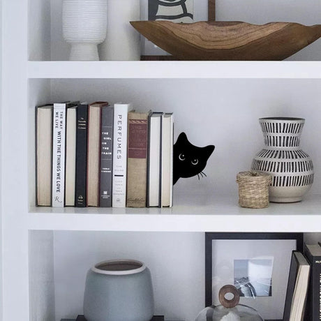 Bookends Metal Cat Book Ends, 1 Pairs Cute Bookends for Shelves Decorative for Home Office Desk Bookshelf Decor (Black, Full-face) TYLCC