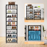 esonstyle 10 Tiers Vertical Shoe Rack Up to 20-25 Pairs, Sturdy Metal Narrow Shoe Rack Shoe Shelf, Space-Saving Tall Shoe Rack for Closet,Bedroom Hallway Garage Living Room esonstyle