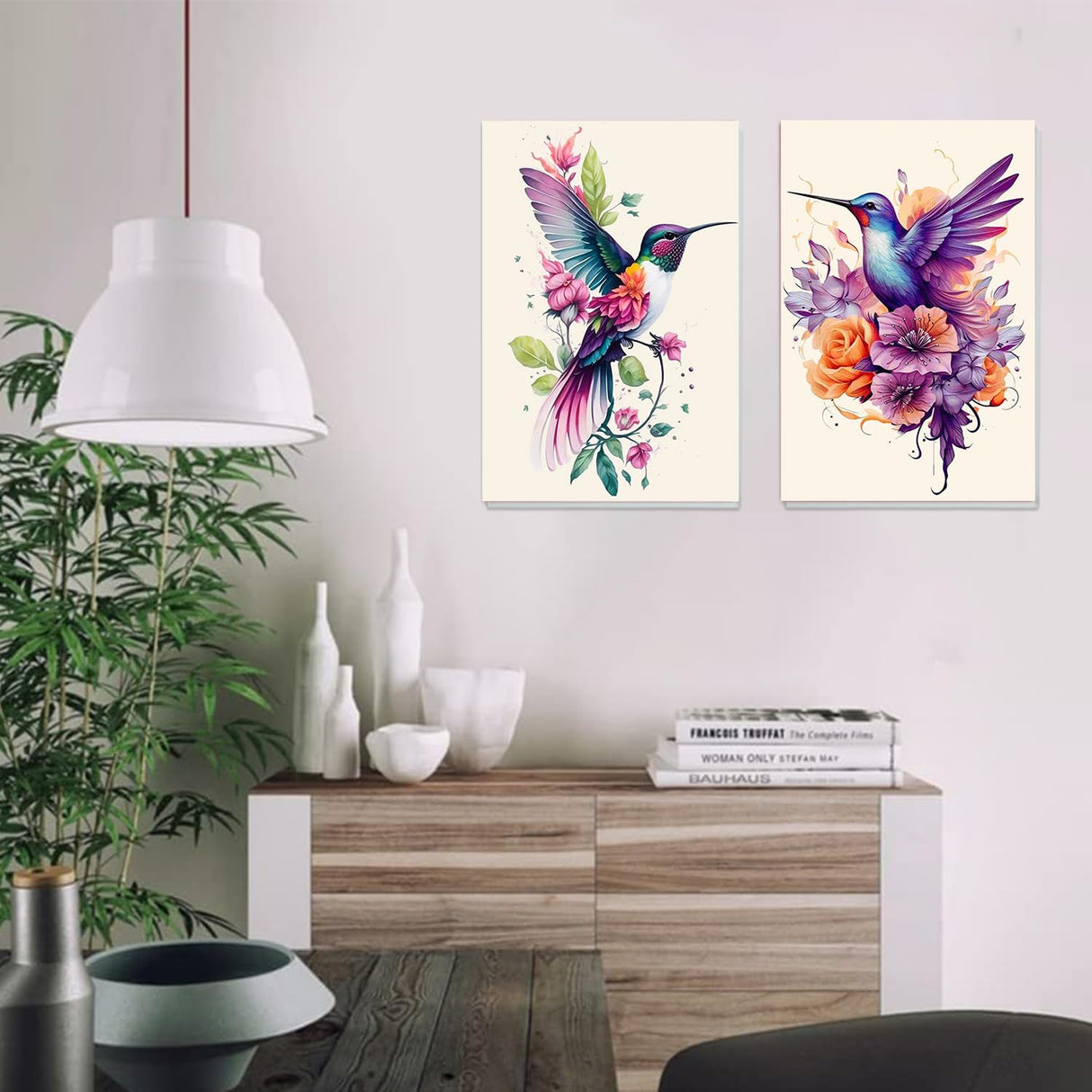 2 Pack Hummingbird Paint by Numbers with Frame, Hummingbird Paint by Numbers for Adults with Easel, DIY Crafts Painting by Number for Gift Home Wall Decor 8x12inch hkejoi