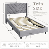 Yaheetech Twin Bed Frame Upholstered Platform Bed with Wing Side/Wooden Slat Support/Tufted Headboard with Wing Side/Mattress Foundation/No Box Spring Needed,Light Gray Twin Bed Yaheetech