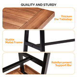 VINGLI Outdoor Wooden Coffee Table, Metal Frame Heavy Duty Patio Coffee Table for Outside, All Weather Solid Wood Low Outdoor Table for Balcony Porch and Deck, Rectangle VINGLI