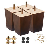 Wood Furniture Legs 5 inch Sofa Legs Pack of 4 Square Brown Couch Legs ,Mid century chair feet,Sofa replacement parts, For Dresser legs Sideboard Recliner couch Circle chair Couch riser Coffee Table SHANJUE