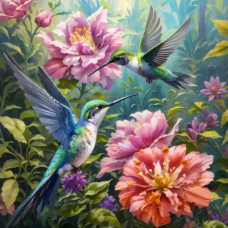 Paint by Numbers Kit for Adults Beginner Hummingbird, Flower Adult Paint by Number Kits on Canvas, Bird DIY Acrylic Oil Painting by Numbers for Adults, Perfect for Home Wall Decor 16X16 Inch Okarina