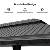 PURPLE LEAF 12' x 24' Patio Hardtop Gazebo with Light Metal Roof Heavy Duty Wind Resistance Outdoor Permanent Large Pavilion Gazebo for Patio Deck and Garden, Netting and Curtains Included, Light Grey PURPLE LEAF