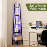 Yoobure Corner Shelf Stand, 5-Tier Bookshelf with LED Lights & Steel Frame, Tall Storage Shelves for Living Room, Bedroom, Office, Multi-Purpose Display Bookcase Yoobure