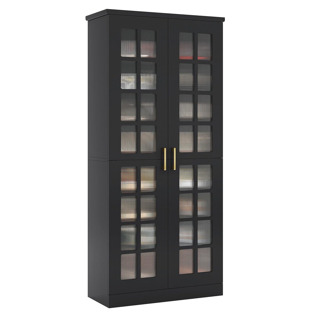 Tribesigns 71-Inch Tall Shoe Cabinet with Doors, 8-Tier Shoe Storage Cabinet with Adjustable Shelves, Modern Shoe Organizer Shoe Rack Cabinet for Entryway, Hallway, Closet, Living Room, Black and Gold Tribesigns