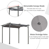 Outsunny 10' x 10' Outdoor Retractable Pergola Canopy, Metal Patio Shade Shelter for Backyard, Porch Party, Garden, Grill Gazebo, Gray Outsunny