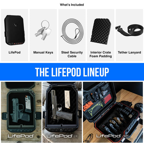 VAULTEK LifePod Secure Waterproof Travel Case Rugged Electronic Lock Box Travel Organizer Portable Handgun Case with Backlit Keypad (Covert Black) (Biometric) VAULTEK