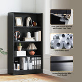 IRONMIX Metal Open Bookcase, 4-Tier Bookshelf with Adjustable Storage Shelves, Modern Black Bookshelf for Small Places, 59" Tall Book Shelf, Cabint Display Case for Home Office, Library, Living Room IRONMIX