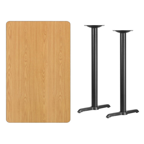 Flash Furniture 30'' x 48'' Rectangular Natural Laminate Table Top with 5'' x 22'' Bar Height Table Bases Flash Furniture