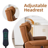RUTOX Large Power Lift Recliner Chair for Elderly, Lay Flat Lift Chair with Adjustable Headrest, Leather Recliner Lift Chairs with Massage and Heat, Infinite Position,Extended Footrest, Camel RUTOX