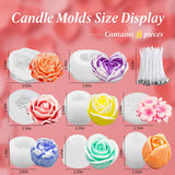 MGLIFEUL 8Pcs Rose Flower Tulip Peony Heart Candle Soap Wax Mold Valentine Day Silicone for Small Butter Candles Chocolate Making Molds Silicones Shapes Moldes De Rosas Silicona para Velas MGLIFEUL
