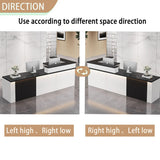 L Shaped Reception Desk with Counter,Front Desk Commercial Reception Counter with Lockable Drawers & LED Lights Retail Checkout Counter for Salon Lobby Store(A-Right, 55inch/140cm) Generic